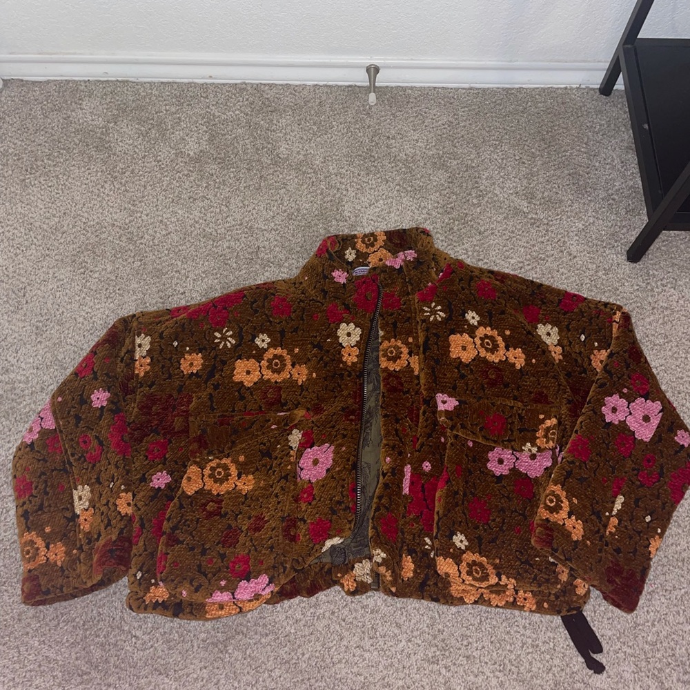 Kimichi Blue Flower Cropped Jacket Size M